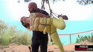 Public Whore Suspension Bondage Exposed With Buttplug In Ass
