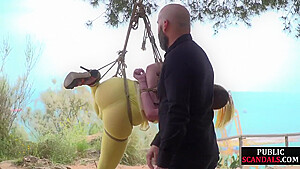 Public Whore Suspension Bondage Exposed With Buttplug In Ass