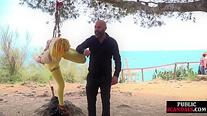 Public Whore Suspension Bondage Exposed With Buttplug In Ass