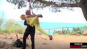 Public Whore Suspension Bondage Exposed With Buttplug In Ass