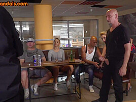 Public bonded bitch disciplined by masters
