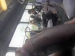 Public cock flashing and masturbating at two girls on the train