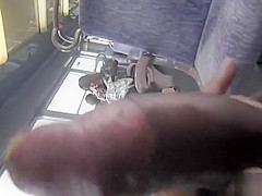 Public cock flashing and masturbating at two girls on the train