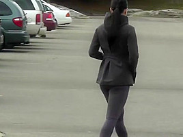 Public edging & ejaculation watching spandex wrapped buns