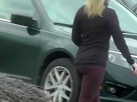 Public edging & ejaculation watching spandex wrapped buns