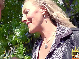 Public fucked MILF in stockings drilled outdoor by sex date