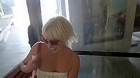 Public masturbation in the telecabin  A real orgasm 