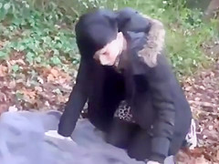 Pussy play BJ in the woods