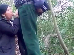 Pussy play BJ in the woods