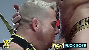RawFuckBoys - Horny jocks have fun with fuck machine and breeding in sling