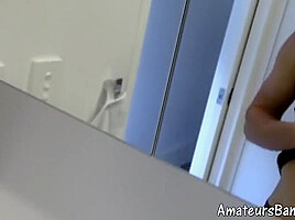 Real Amateur Jock Films His Solo Masturbation In Bathroom