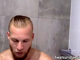 Real Amateur Jock Films His Solo Masturbation In Bathroom