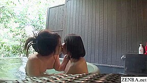 Real Japanese lesbian friends private home video at onsen