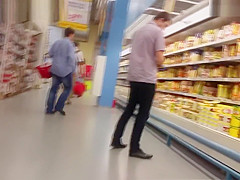 Real Upskirts Of Sexy Young Woman In Light Blue Skirt