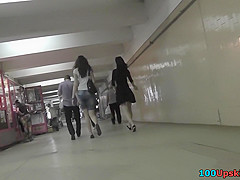 Real upskirt video featuring two young girlfriends