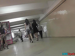 Real upskirt video featuring two young girlfriends