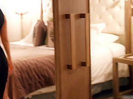 Record Of The Beautiful Hot Skinny Brunette Eating Cum After Dinner In The Hotel Room - Sophia Kevin