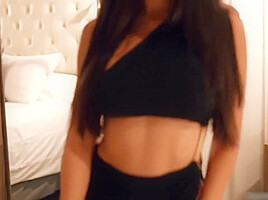 Record Of The Beautiful Hot Skinny Brunette Eating Cum After Dinner In The Hotel Room - Sophia Kevin