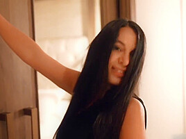 Record Of The Beautiful Hot Skinny Brunette Eating Cum After Dinner In The Hotel Room - Sophia Kevin