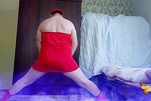 Red Dressed Sexy Femboy Slut Sissy Boy Amateur Homemade Model - White Bbw