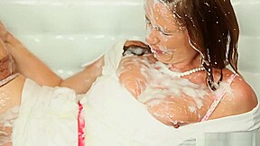 Redhead Bukkake Babe Bathes In Cum
