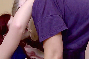 Redhead tgirl licking pussy with passion