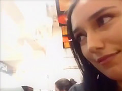 Restaurant camgirl shows all