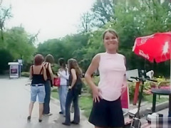 Russian teen 18+ girl flashes her great tits in public