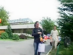 Russian teen 18+ girl flashes her great tits in public