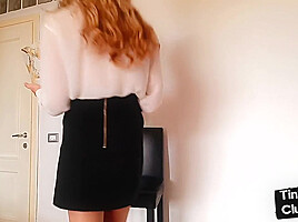 SPH solo babe in stockings humiliating small cock guys