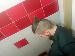 Saucy babe gets her pussy hammered in a public toilet