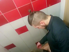 Saucy babe gets her pussy hammered in a public toilet