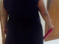 Saudi Muslim Burqa And Hijab Sexy Maid With Big Tits And Big Ass Sweeps The House