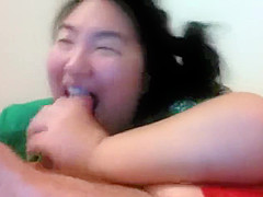 Savage Asian Throat Job with Massive Cum in Throat