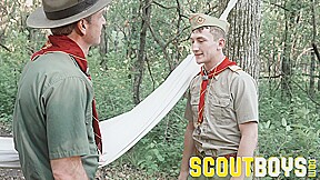 ScoutBoys - sexy DILF Scoutmaster seduces & barebacks boy in the woods