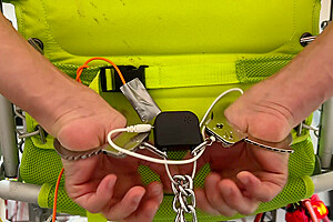 Self bondage inflation gone wrong - extreme air enema with powerfull compressors