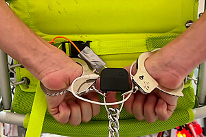 Self bondage inflation gone wrong - extreme air enema with powerfull compressors