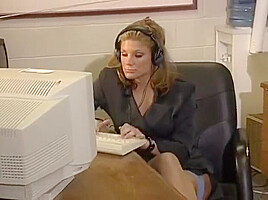 Sexy Blonde Secretary Slut In Blue Lingerie Loves To Get Fucked In The Office