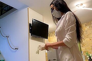 Sexy Nurse In Gloves Gave Herself A Good Fuck