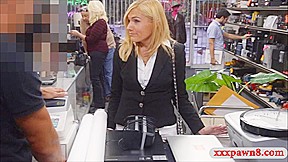 Sexy amateur blonde milf pawns her pussy for money