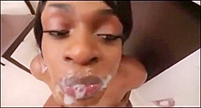 Sexy black shemale fucked with white without condom