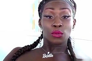 Sexy black tranny amateur masturbating