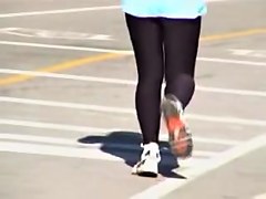 Sexy candid camera recording nice running legs in the street 01x
