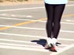 Sexy candid camera recording nice running legs in the street 01x