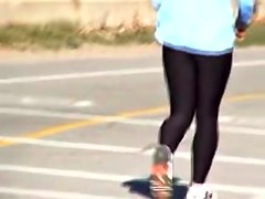 Sexy candid camera recording nice running legs in the street 01x