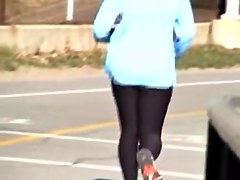 Sexy candid camera recording nice running legs in the street 01x