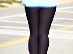 Sexy candid camera recording nice running legs in the street 01x