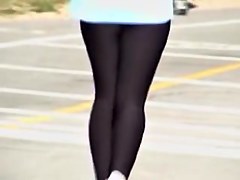 Sexy candid camera recording nice running legs in the street 01x
