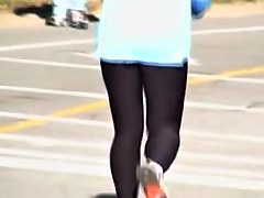 Sexy candid camera recording nice running legs in the street 01x