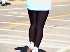 Sexy candid camera recording nice running legs in the street 01x